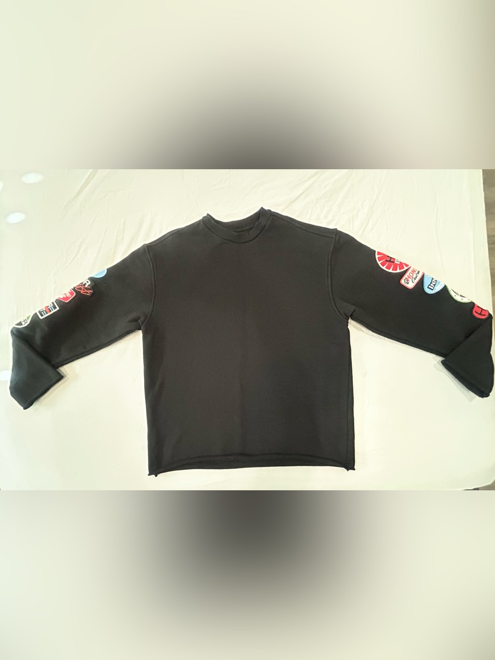 Honor The Gift Patch Sweatshirt Raw Hem Small Black